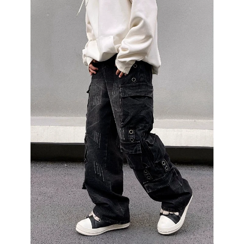 Distressed Utility Cargo Jeans