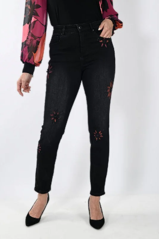 Floral Applique Jeans