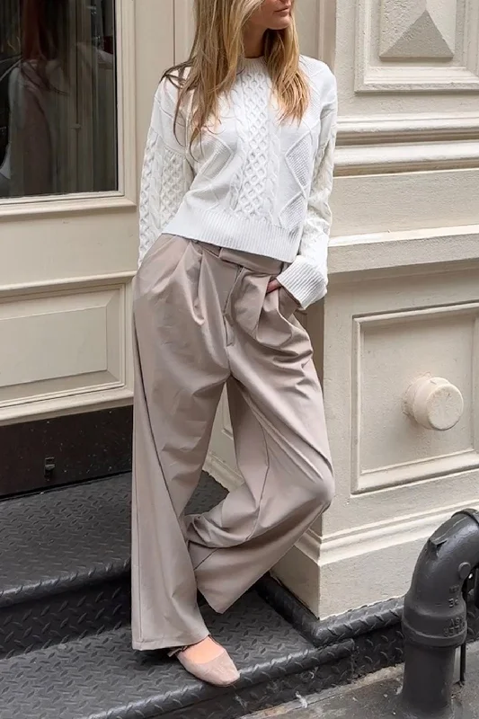 Lyonna Beige | High-Waisted Wide-Leg Pants