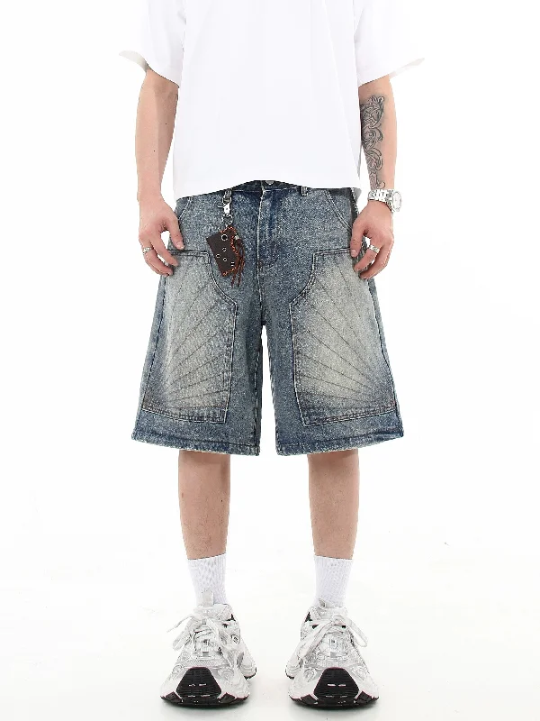 Stiched Pocket Detail Denim Shorts