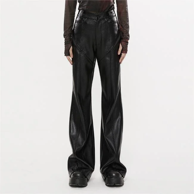 Women's Punk Faux Leather Flared Pants