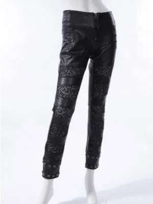 Women's Steampunk Lace Splice Rivets Pants