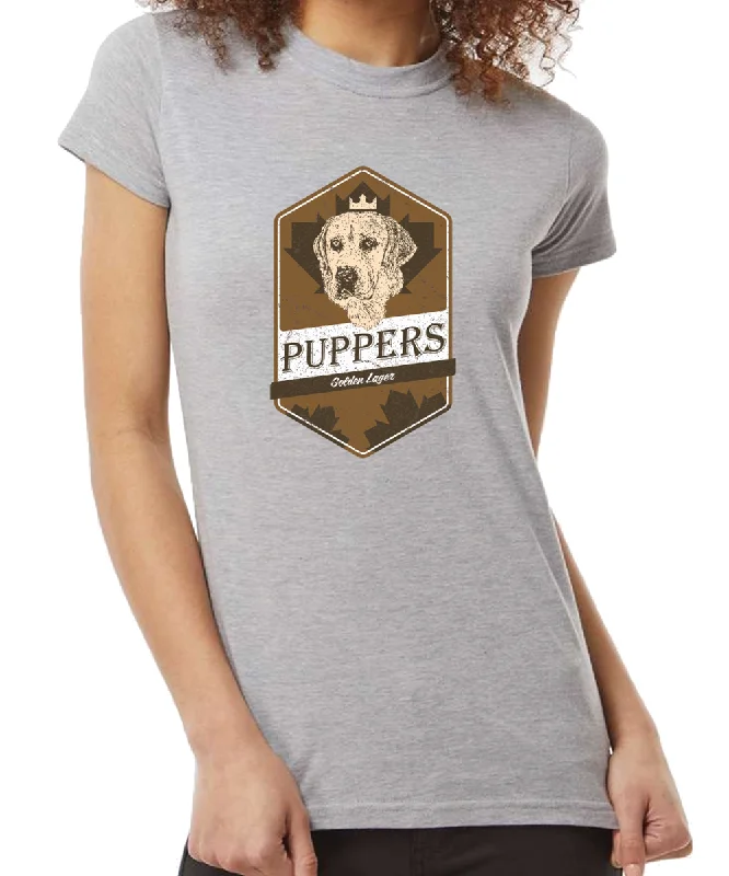 Pupper Golden Lager Ladies Heather Grey T-Shirt