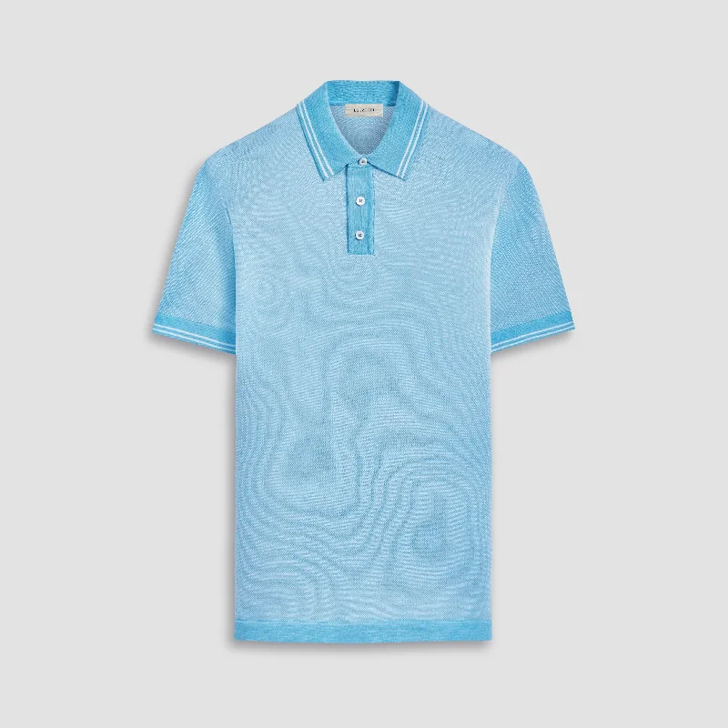 Bird's Eye Jacquard Short-Sleeved Polo Sweater