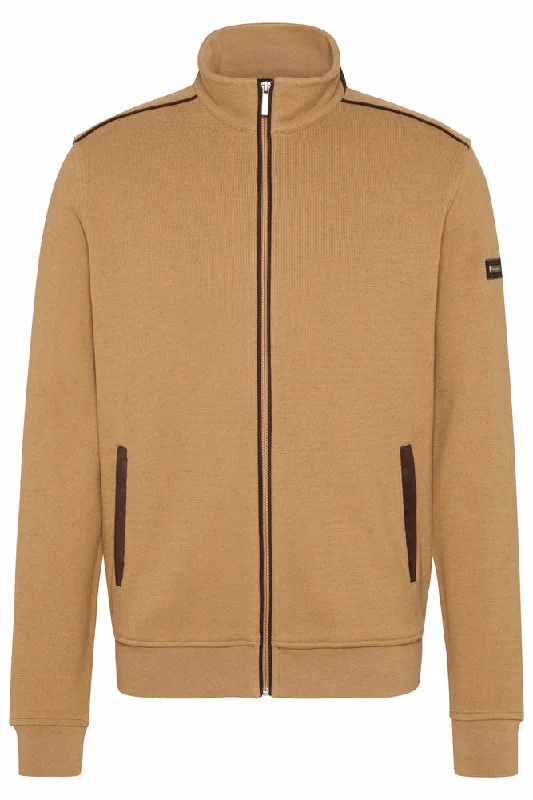 Bugatti Zip Sweater Tan