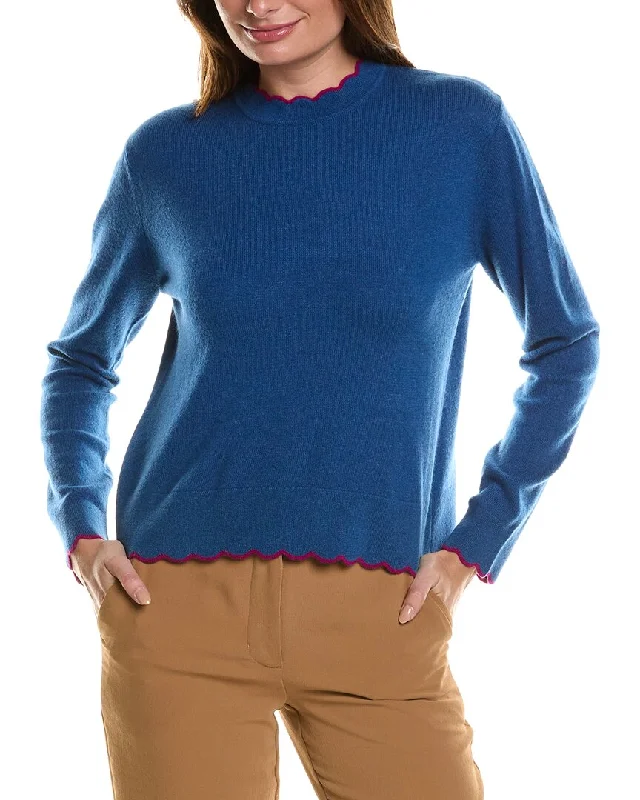 Forte Cashmere Scallop Edge Boxy Cashmere Sweater