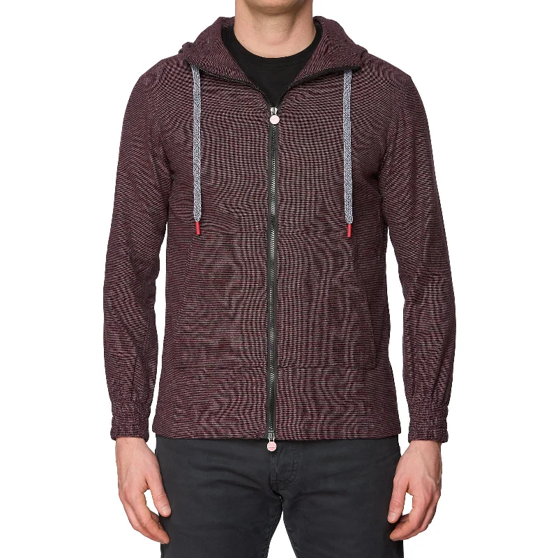 KITON Napoli Maroon Nailhead Cotton Hooded Sweater Hoody EU 46 NEW US 36 S