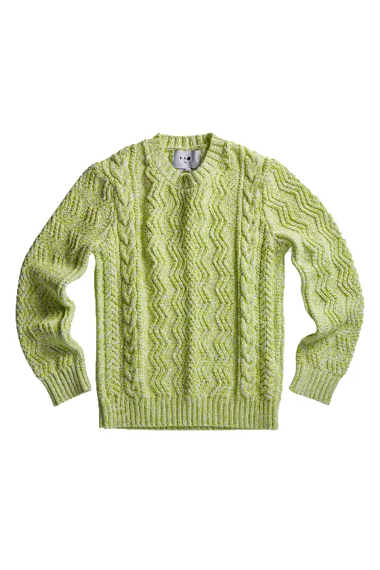 NN07 Cooper Cable Knit Neon Green