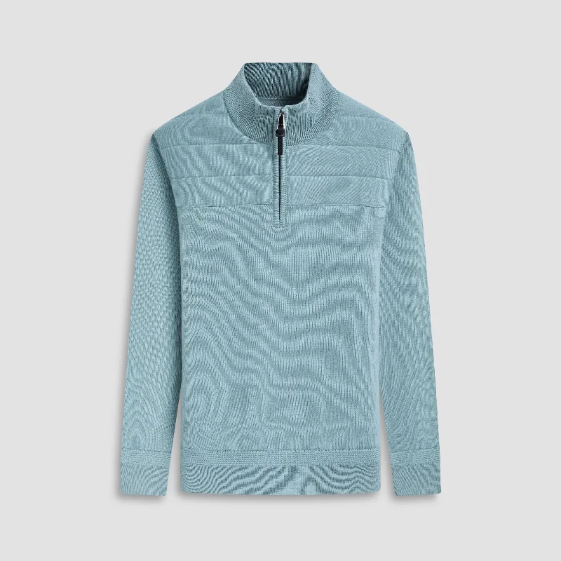 Quilted Yoke Quarter-Zip Sweater