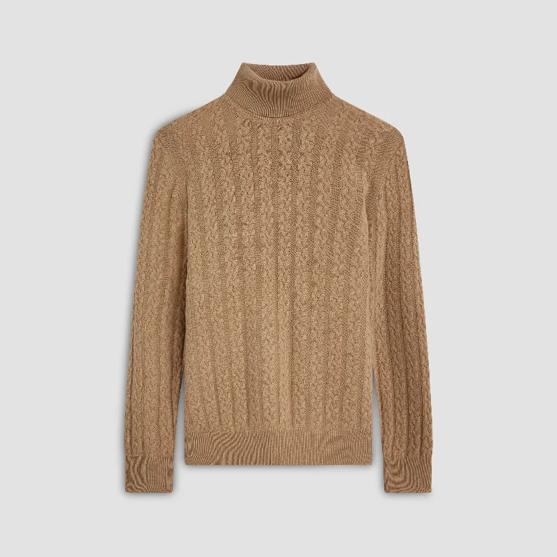 Solid Cable Turtleneck Sweater