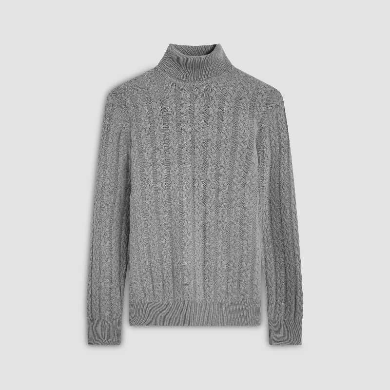 Solid Cable Turtleneck Sweater