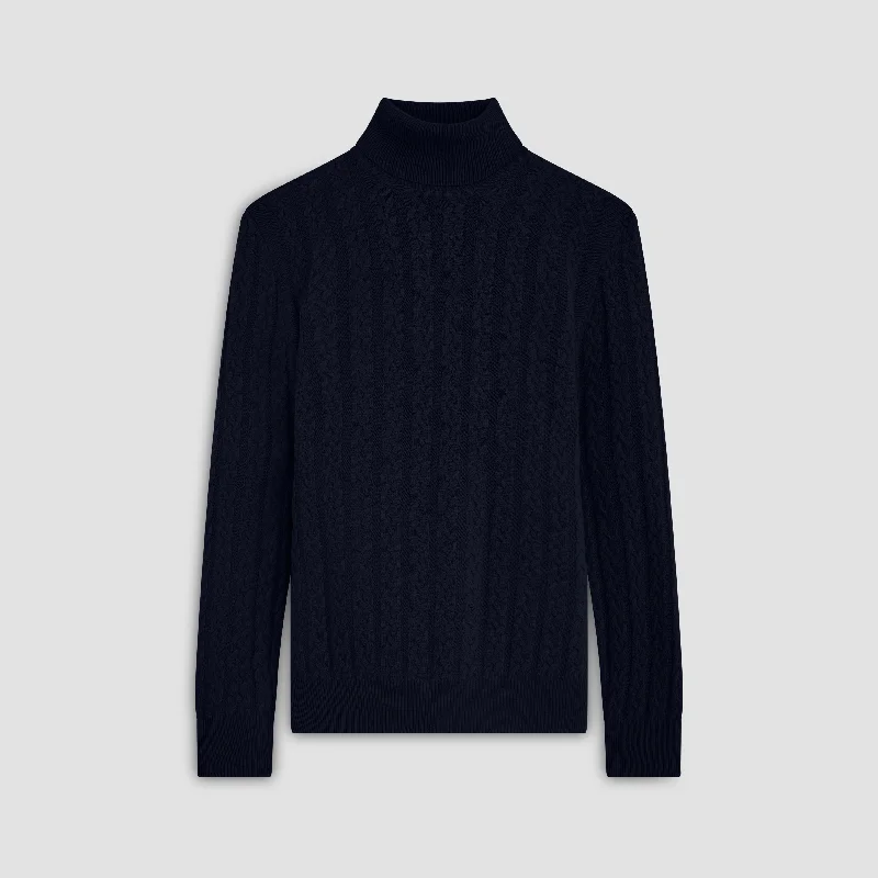 Solid Cable Turtleneck Sweater