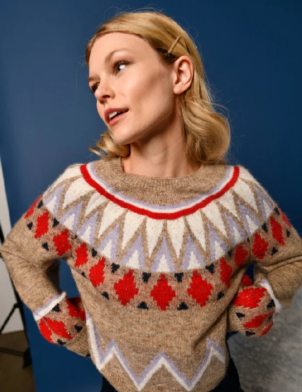 Sundry Fairisle Sweater in Taupe