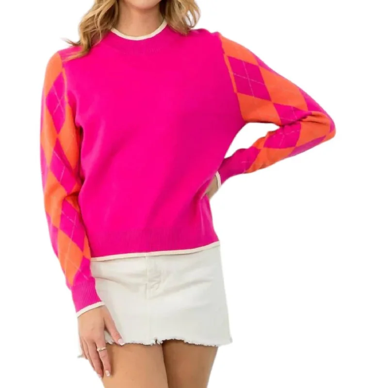 Wide Open Spaces Sweater In Hot Pink