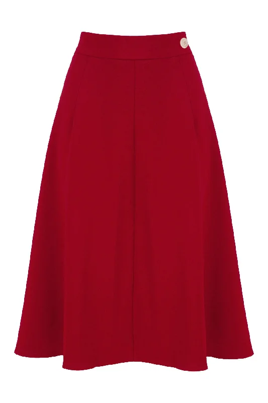 Classic 1940s Style A-Line Skirt in Red