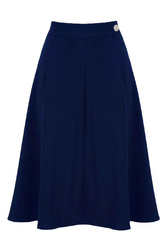 Classic 1940s Style A-Line Skirt in Navy