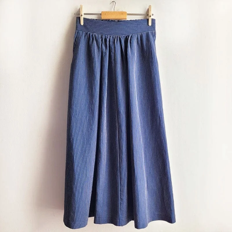 Dragstar Gathered Cotton Skirt - Stripe