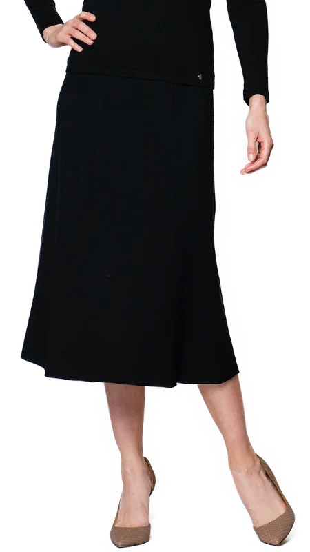 Lydia A-Line Midi Skirt; Black