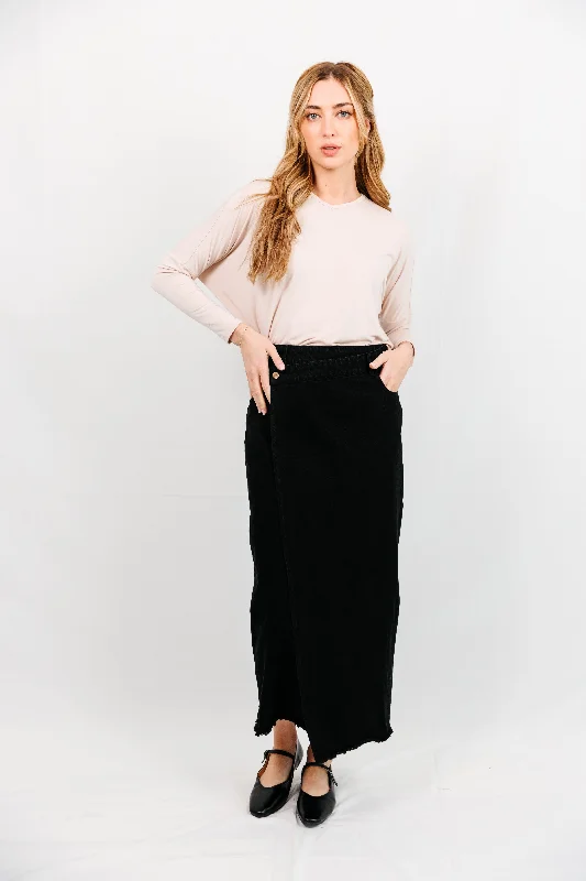 Shayne Maxi Black Denim Skirt