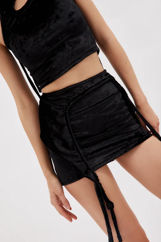 Velvet Black Mini Skirt