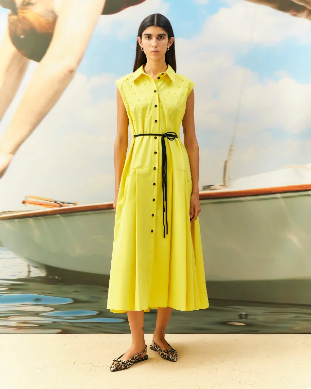 Beatrice B Yellow Dress With Cutwork And Beads