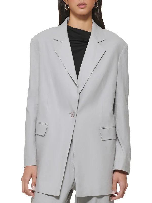 Womens Linen Business Two-Button Blazer