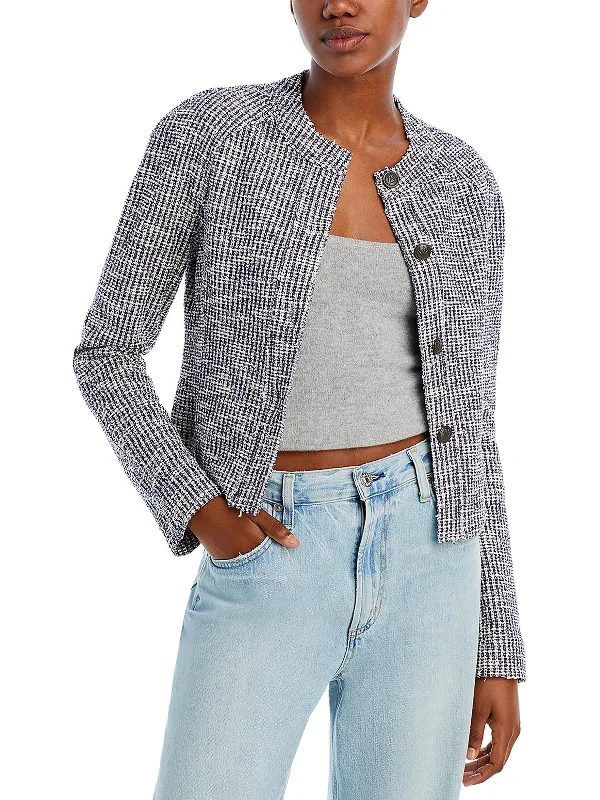 Womens Textured Collarless Blazer