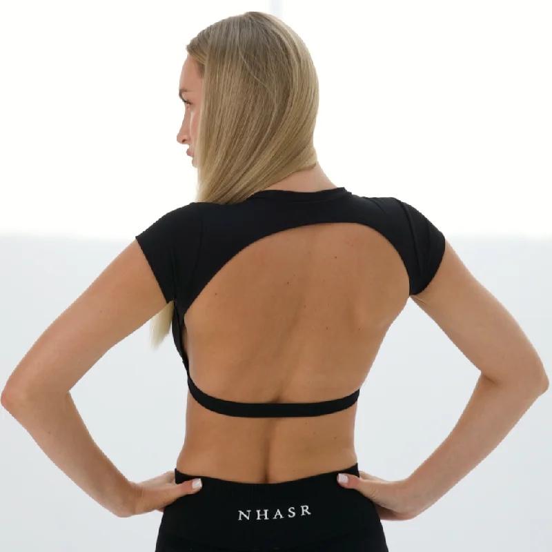 Backless Crop Top - Black