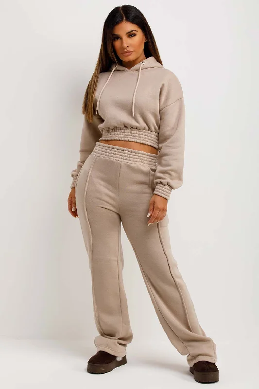 Tracksuit With Straight Leg Joggers Beige