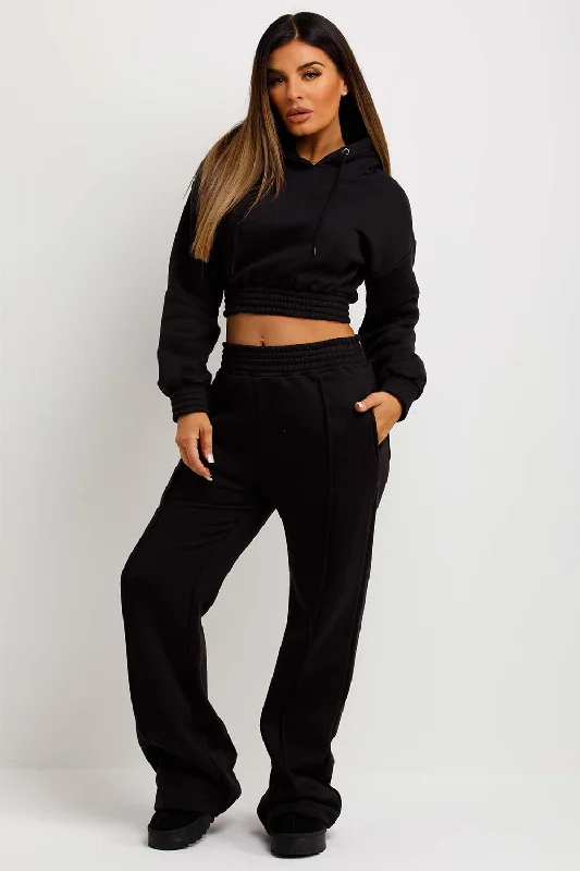 Tracksuit With Straight Leg Joggers Black